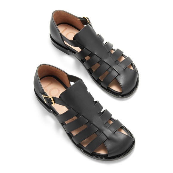 LOEWE Campo Fisherman Sandals in Black Calfskin Leather Size 39 - Picture 3 of 14